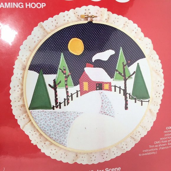 Calicos Vtg 1982 Applique Winter Scene 10 inch Framing Hoop Kit No 2206 NIP - Picture 2 of 8